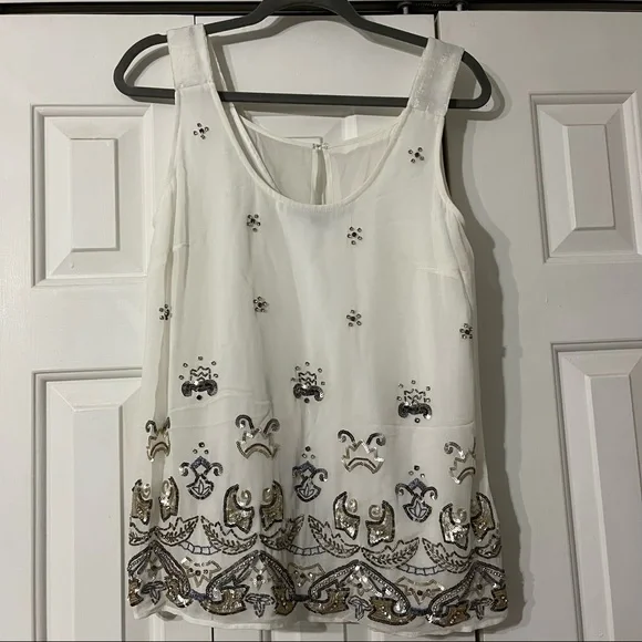 NWOT French Connection Sleeveless Beaded Top - Picture 1 of 5
